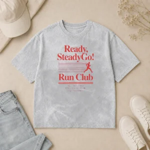Hot Pretty Ready Steadygo Run Club Running Washed T-Shirt