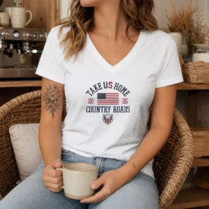 Funny Take US Home Country Roads 2026 USA Soccer V-Neck Shirt