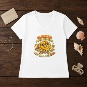 Premium Summer Bank Holiday Vintage Chill Sun V-Neck Shirt