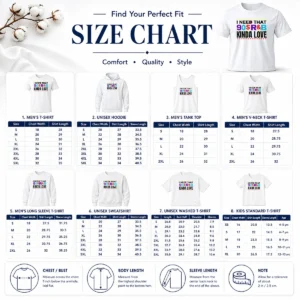 Size chart for Premium Nice I Need That 90'S Rampb Kinda Love with measurements in inches and cm to help choose the right fit