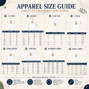Size chart for Premium Original Grandparents Day Thank You Doodle For Family Love with measurements in inches and cm to help choose the right fit