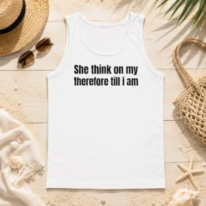 Hot Nice She Think On My Therefore Till I Am Witty Wordplay Tank Top