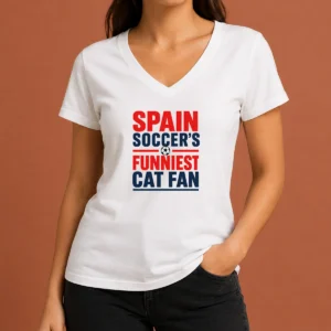 Official Premium Spain Soccer Cat Meme Funny Minimalist V-Neck Shirt