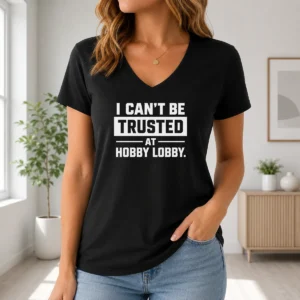 Hot Official I Can'T Be Trusted At Hobby Lobby Geek V-Neck Shirt