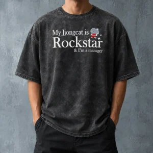 Hot Nice My Jjongcat Is Rockstar And I'M A Manager Washed T-Shirt