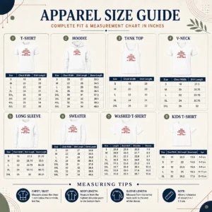 Size chart for Hot Official The Greatest Rock 'N' Roll Band In The World with measurements in inches and cm to help choose the right fit