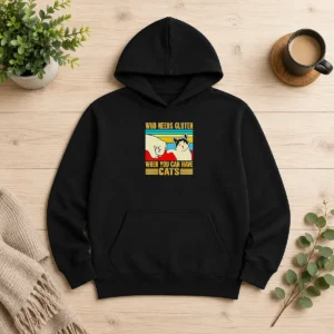 Good Original WHO Needs Gluten When You Can Have Cats Retro Fist Bump Hoodie