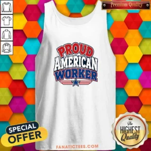 Funny Labour Day Proud American Worker Cartoon Tank Top