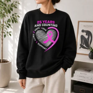 Hot Premium 25 Years And Counting Hope Love Breast Cancer Sweater