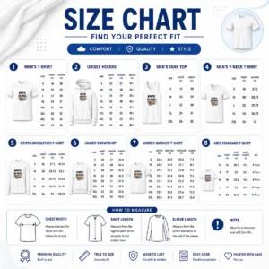 Size chart for Pretty Back To School Vector Typography Ready To Rule with measurements in inches and cm to help choose the right fit