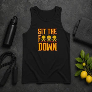 Pretty Sit The F Down Pirate Skull Crossbones Tank Top