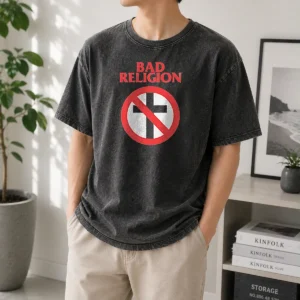 Nice Funny Bad Religion Cross Logo Music Washed T-Shirt