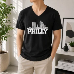 Good Top Philly Skyline Apparel Philadelphia City Silhouette V-Neck Shirt