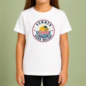 Premium Funny Vintage Badge Summer Bank Holiday Enjoy Relax Palm Kids T-Shirt