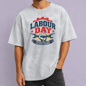 Hot Awesome Vintage Distressed Labour Day Honoring Builders Fist Washed T-Shirt