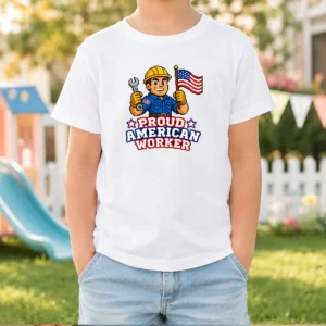Pretty Labour Day Proud American Worker Pixel (2) Kids T-Shirt