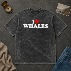 Happy Nice I Love Whales Washed T-Shirt