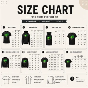 Size chart for Happy Good Donate Life Organ Donation Saves Lives Donate Life with measurements in inches and cm to help choose the right fit