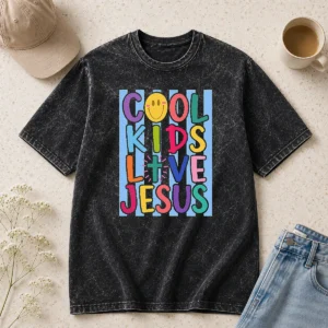 Awesome Hot Pretty Cool Kids Love Jesus Washed T-Shirt