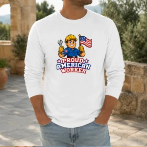 Pretty Labour Day Proud American Worker Pixel (2) Long Sleeve Shirt