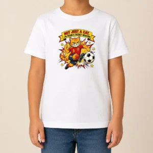 Hot Pretty Spain Soccer Cat Meme Comic Funny Football Humor Kids T-Shirt