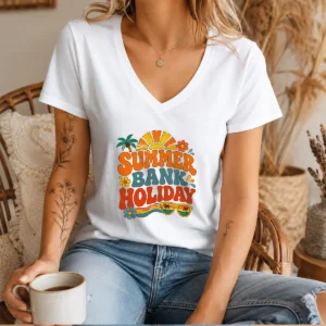 Good Retro 70s Summer Bank Holiday Flower Power V-Neck Shirt
