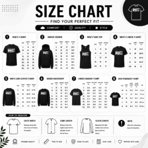 Size chart for Premium Life Is Simple Drinking Dog Funny Beer Patrol Police K9 with measurements in inches and cm to help choose the right fit