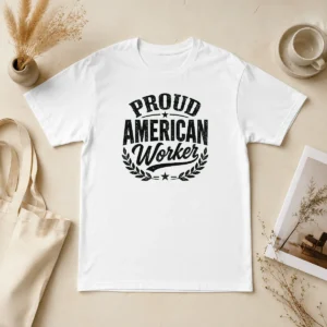 Happy Good Labour Day Proud American Worker Silhouette