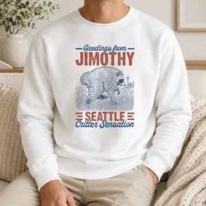Hot Official Greetings From Jimothy Seattle Critter Raccoon Comfort Colors Sweater