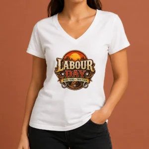 Nice Hot Western Labour Day Work Hard Take Pride Cowboy V-Neck Shirt
