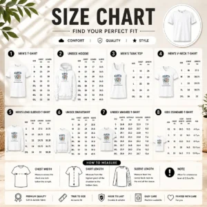 Size chart for Nice Kanto Trainer Academy Department Of Applied Evolution Pallet Town Campus with measurements in inches and cm to help choose the right fit