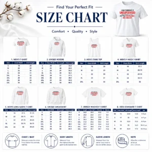 Size chart for Nice Original I Am Currently Unsupervised I Know It Freaks Me Out Too with measurements in inches and cm to help choose the right fit
