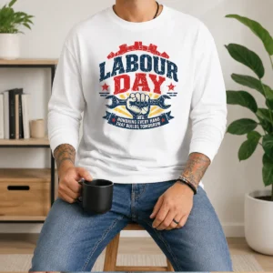 Nice Vintage Distressed Labour Day Honoring Builders Fist Long Sleeve Shirt