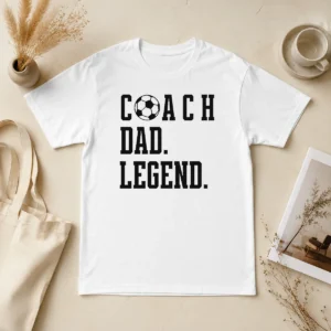 Official Coach Dad Legend Soccer Ball Typography