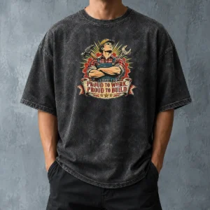 Premium Pretty Vintage Labour Day Proud Worker Graphic Washed T-Shirt