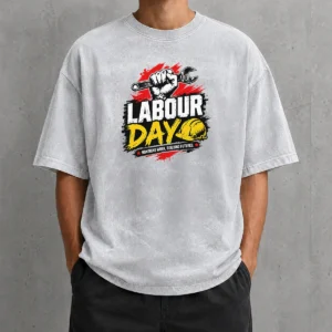 Premium Official Labour Day Fist Wrench Building Futures Grunge Washed T-Shirt