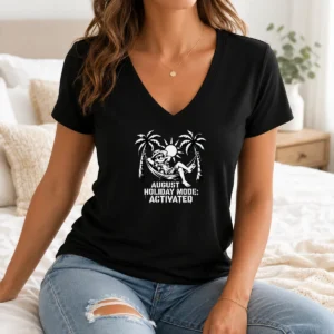 Pretty Top August Holiday Stencil For Laid Back Vibes V-Neck Shirt