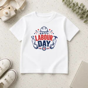 Happy Good Happy Labour Day Wrench Hammer Hard Hat Stars Kids T-Shirt