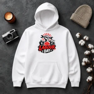 Top Official Labour Day Workers Silhouette Fist Wrench Grunge Hoodie