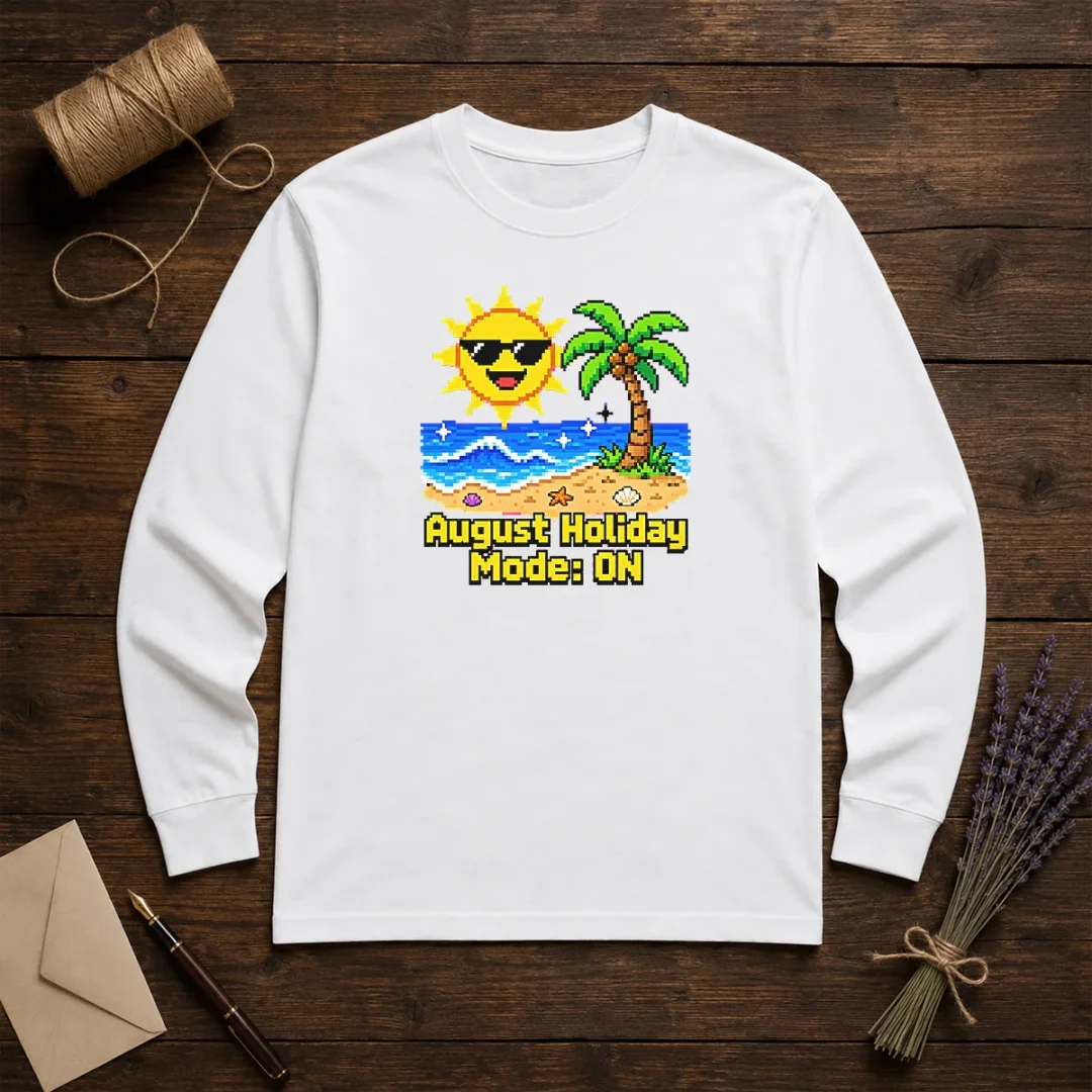 awesome-august-holiday-pixel-vacation-mode-long-sleeve-shirt Awesome August Holiday Pixel Vacation Mode Long Sleeve Shirt