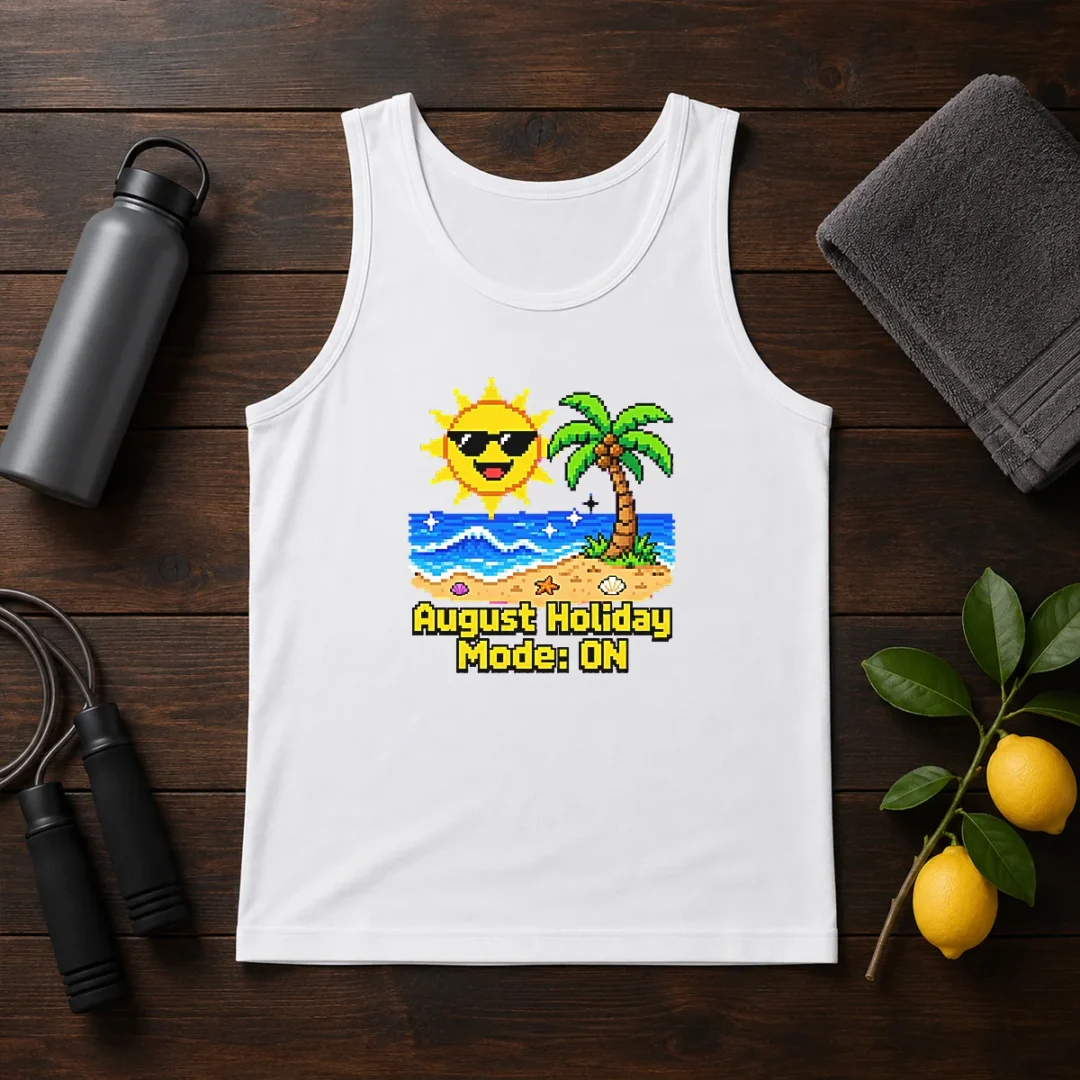 awesome-august-holiday-pixel-vacation-mode-tank-top Awesome August Holiday Pixel Vacation Mode Tank Top