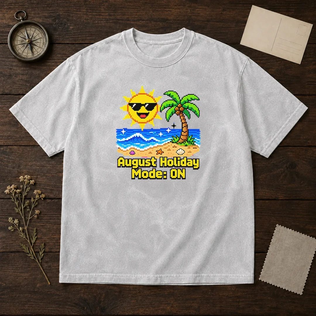 awesome-august-holiday-pixel-vacation-mode-washed-t-shirt Awesome August Holiday Pixel Vacation Mode Washed T-Shirt