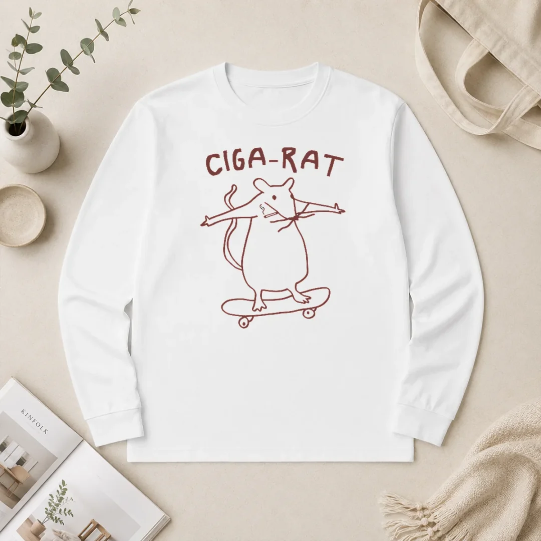 Awesome Ciga Rat Smoking Mouse On Skateboard Rat Long Sleeve Shirt Awesome Ciga Rat Smoking Mouse On Skateboard Rat Long Sleeve Shirt