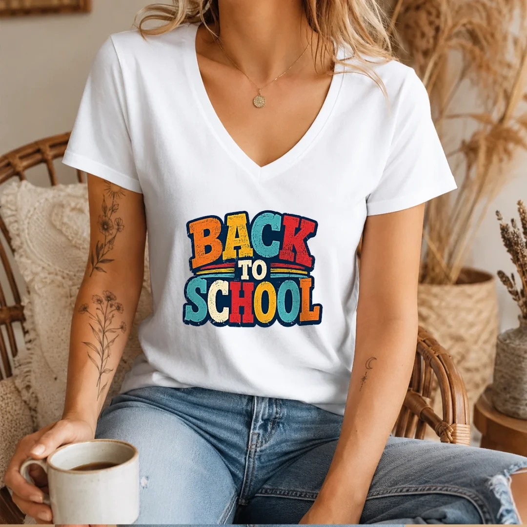 awesome-colorful-back-to-school-apple-book-pencil-v-neck-shirt Awesome Colorful Back To School Apple Book Pencil V-Neck Shirt