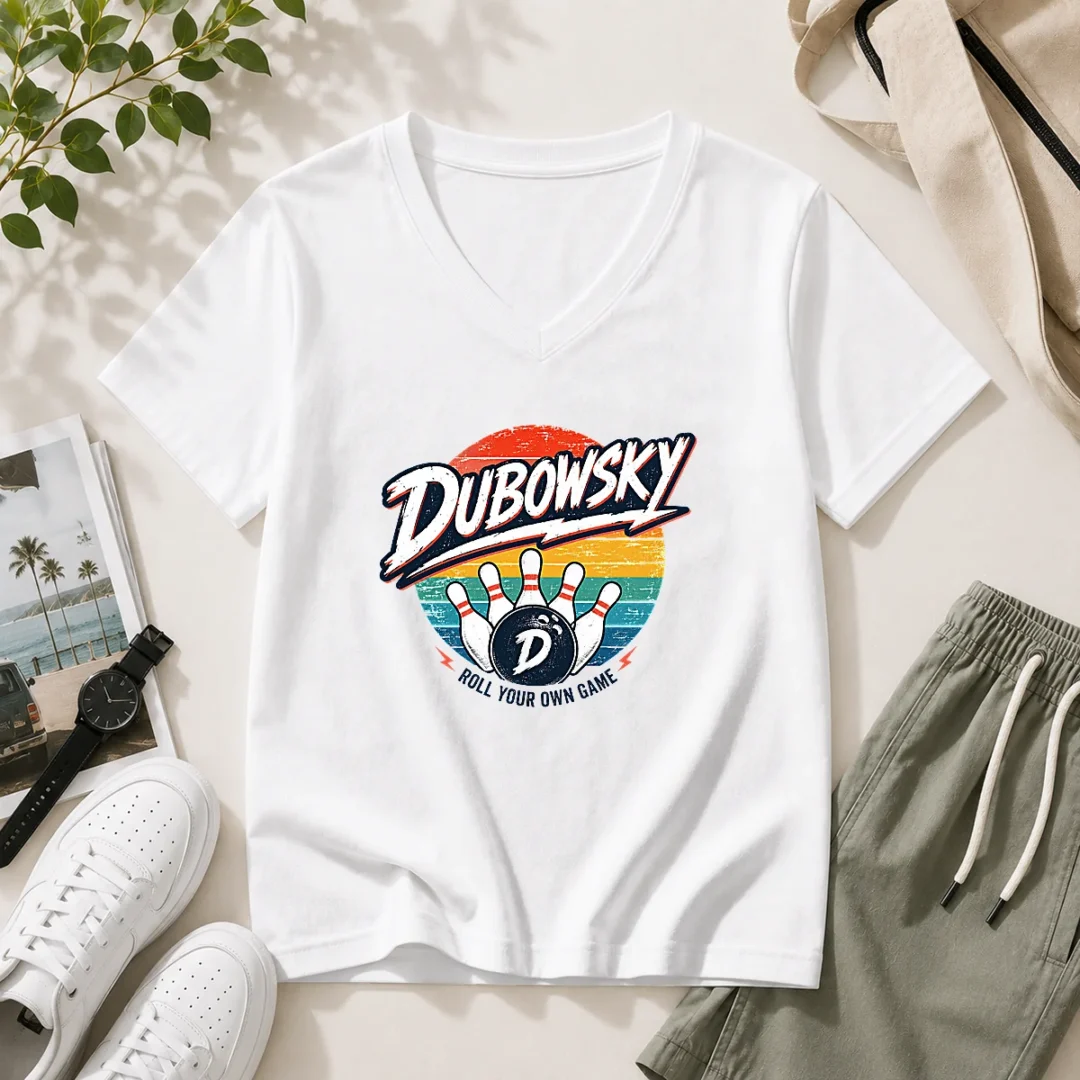 awesome-dubowsky-retro-bowling-roll-your-own-game-vintage-v-neck-shirt Awesome Dubowsky Retro Bowling Roll Your Own Game Vintage V-Neck Shirt