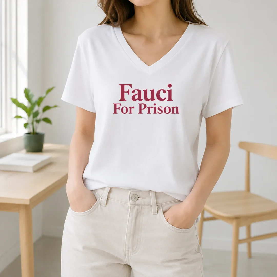 Awesome Good Fauci For Prison Political Protest Government Accountability V Neck Shirt Awesome Good Fauci For Prison Political Protest Government Accountability V-Neck Shirt