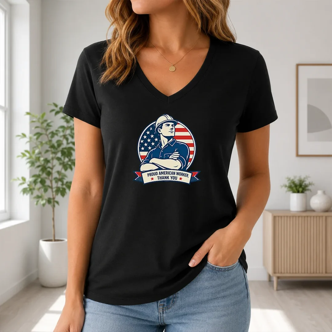 Awesome Hot Labour Day Minimalist Proud American Worker V Neck Shirt Awesome Hot Labour Day Minimalist Proud American Worker V-Neck Shirt