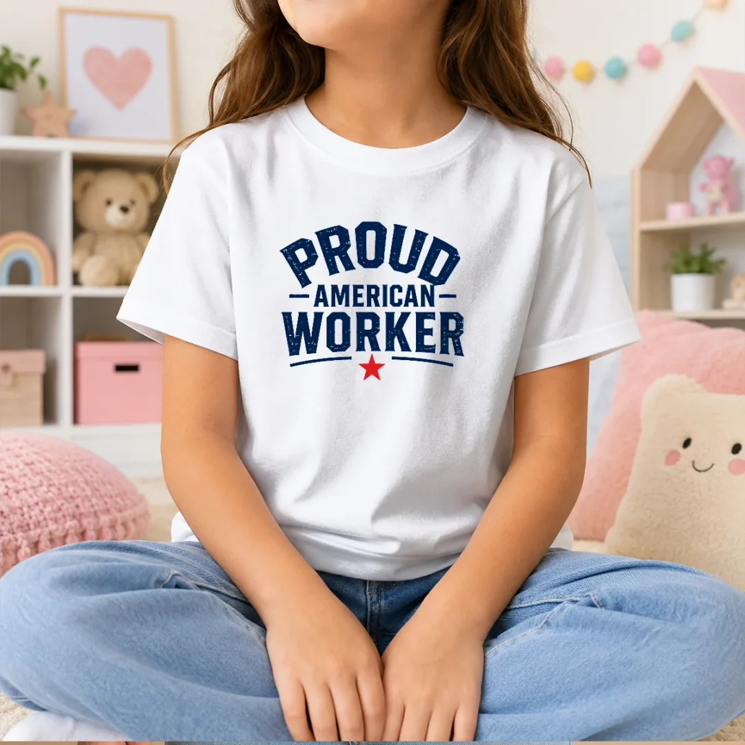awesome-labour-day-proud-american-worker-minimalist-kids-t-shirt Awesome Labour Day Proud American Worker Minimalist Kids T-Shirt