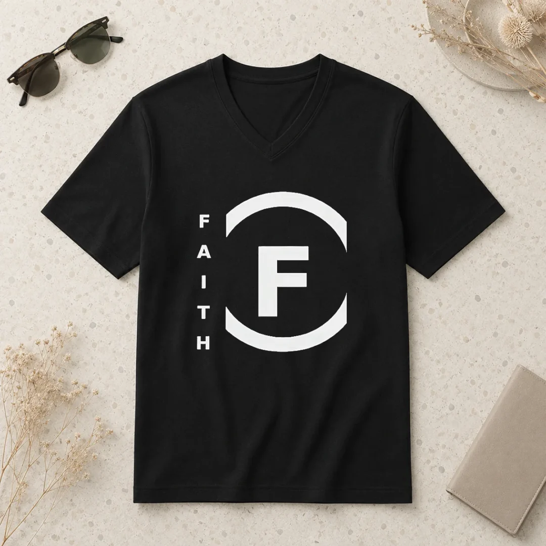 awesome-nice-faith-f-logo-minimalist-v-neck-shirt Awesome Nice Faith F Logo Minimalist V-Neck Shirt
