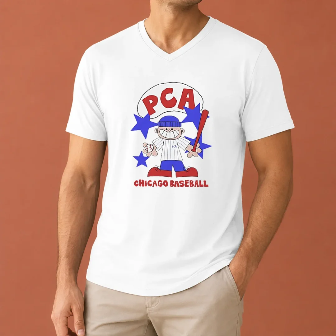 awesome-pca-chicago-baseball-character-shirt-with-pinstripe-uniform-and-baseball-bat-v-neck-shirt Awesome PCA Chicago Baseball Character Shirt With Pinstripe Uniform And Baseball Bat V-Neck Shirt